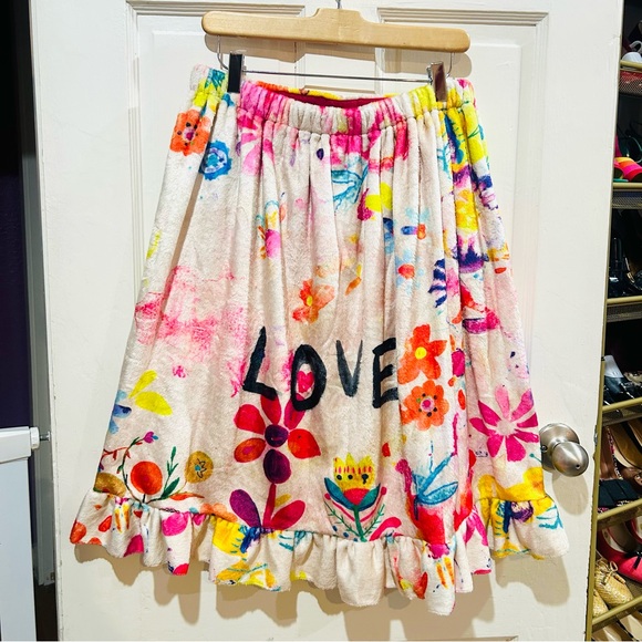 NWT Natural Life Soft Terry Towel Wrap Skirt Floral LOVE Boho Hippie One Size - Picture 4 of 9